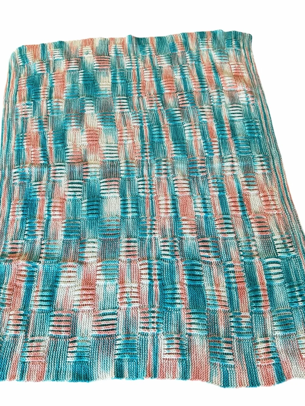 Hand Crafted Knit Throw Blanket Afghan Mid-Century Modern Cozy Boho Cottagecore